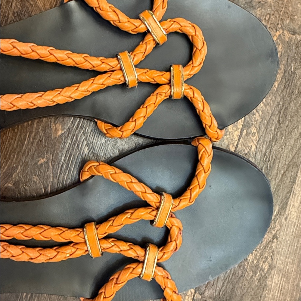 Orange 🍊 Strapy EUC Classic Leather braided TUFI DUEK size 36 or women’s 5.5-6 - Picture 6 of 8
